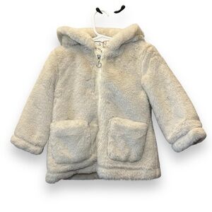 Urban Republic Girls Jacket Faux Fur Hooded Zip Up Ivory Size 24 Months